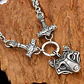 Gran Collar Vikingo En Acero Hombre Dije Doble Martillo Lobo - Miniatura 7