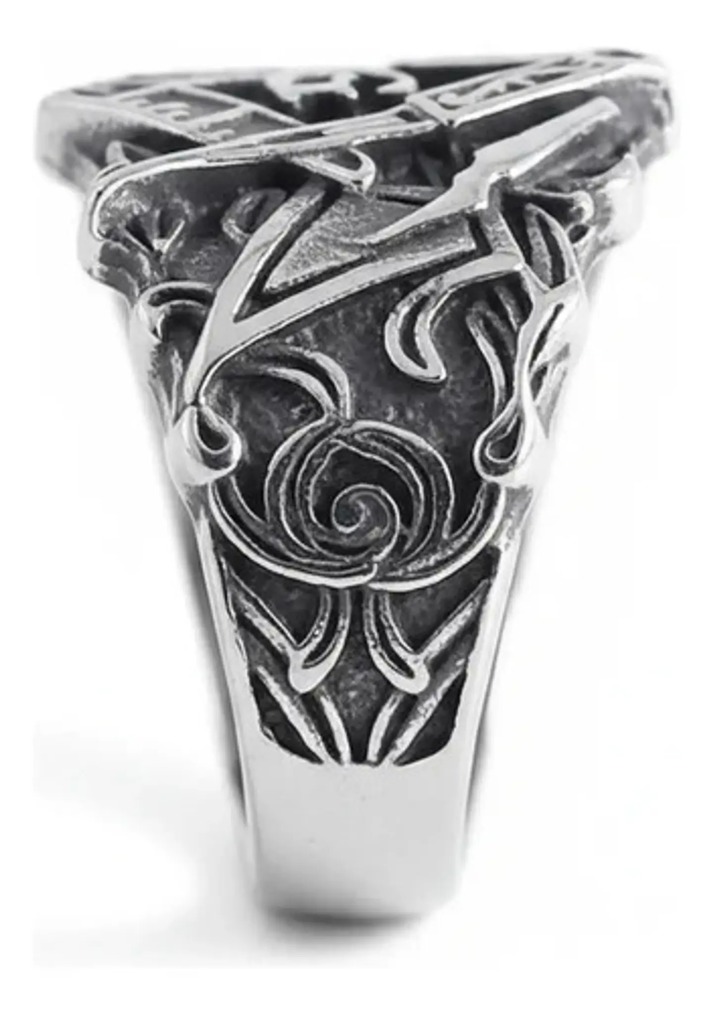 Anillo Color Plata Masón Relieve Acero Inoxidable Hombre 4