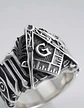 Anillo Color Plata Masón Relieve Acero Inoxidable Hombre - Miniatura 5