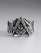 Anillo Color Plata Masón Relieve Acero Inoxidable Hombre - Miniatura 6