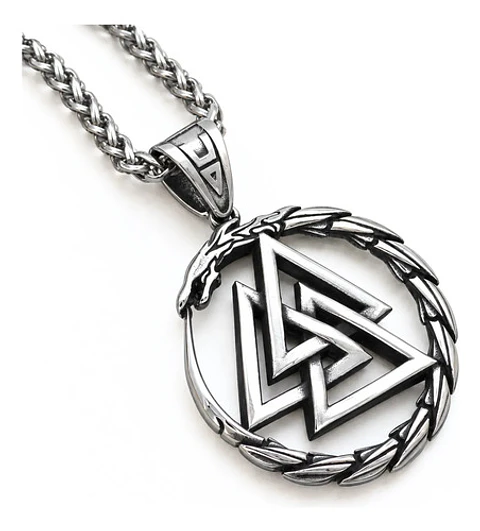 Collar Vikingo En Acero Para Hombre Dije Dragon Valknut Odin