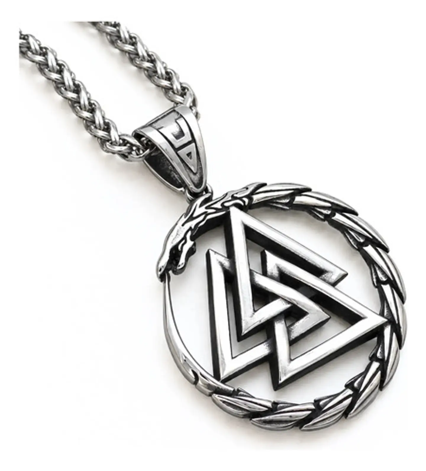Collar Vikingo En Acero Para Hombre Dije Dragon Valknut Odin 1