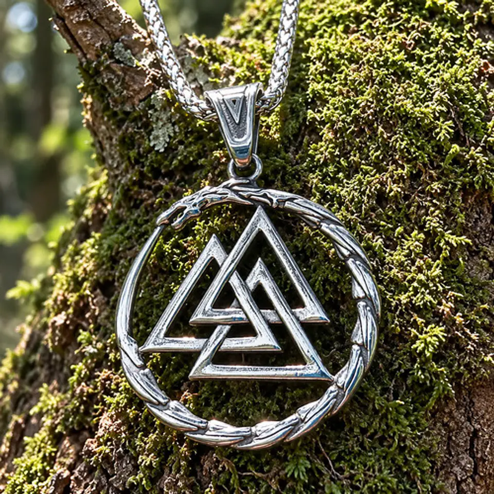 Collar Vikingo En Acero Para Hombre Dije Dragon Valknut Odin 6