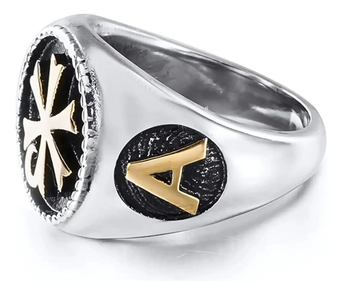 Anillo Color Oro Cruz Ortodoxa Acero Inoxidable Para Hombre 2