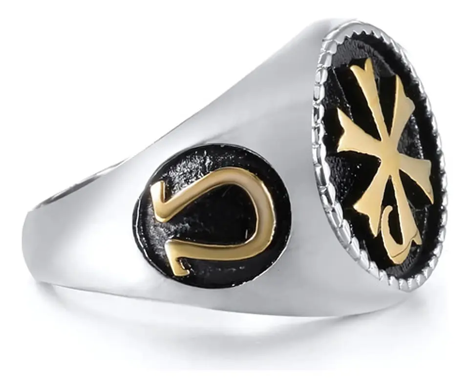 Anillo Color Oro Cruz Ortodoxa Acero Inoxidable Para Hombre 4