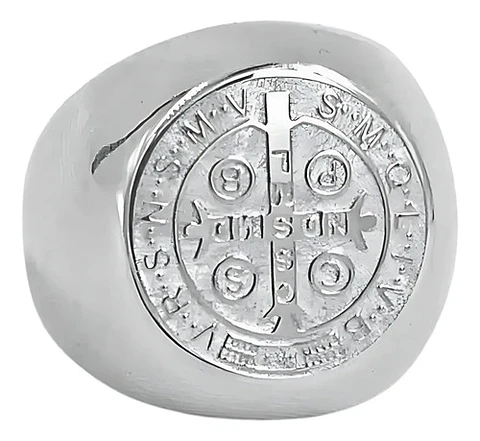 Anillo Color Plata San Benito Acero Inoxidable Para Hombre