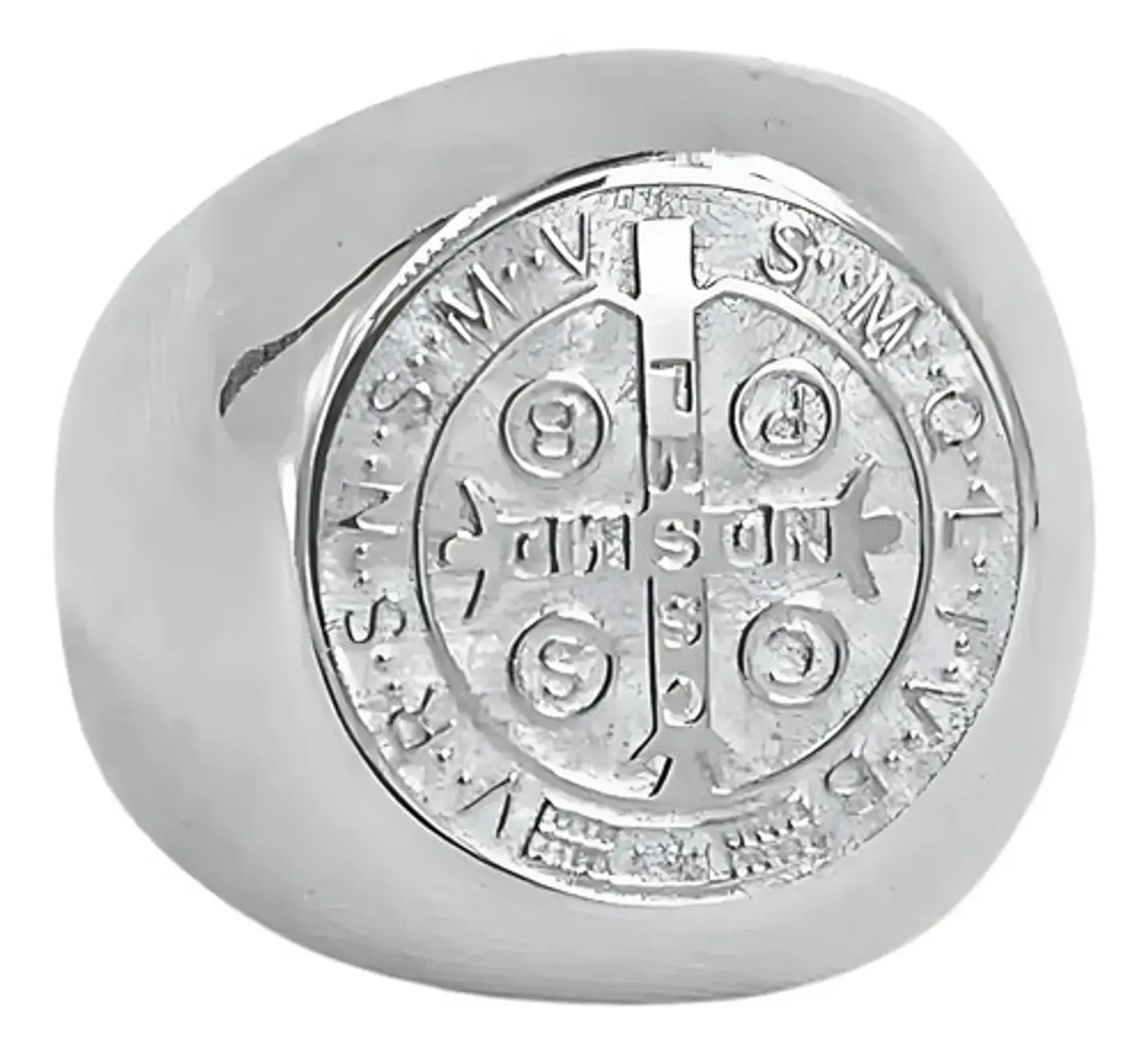 Anillo Color Plata San Benito Acero Inoxidable Para Hombre 1