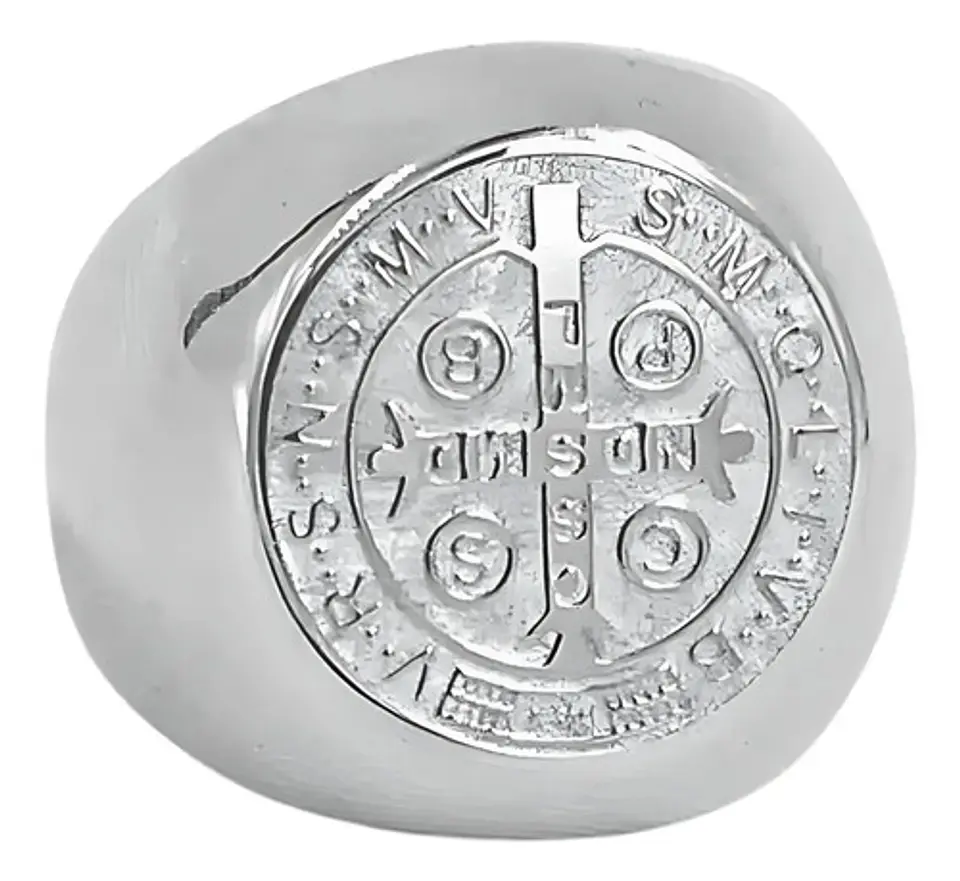 Anillo Color Plata San Benito Acero Inoxidable Para Hombre 1