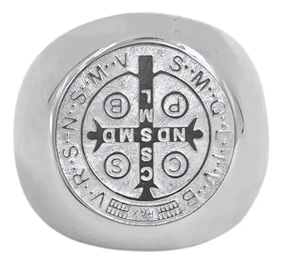 Anillo Color Plata San Benito Acero Inoxidable Para Hombre 2