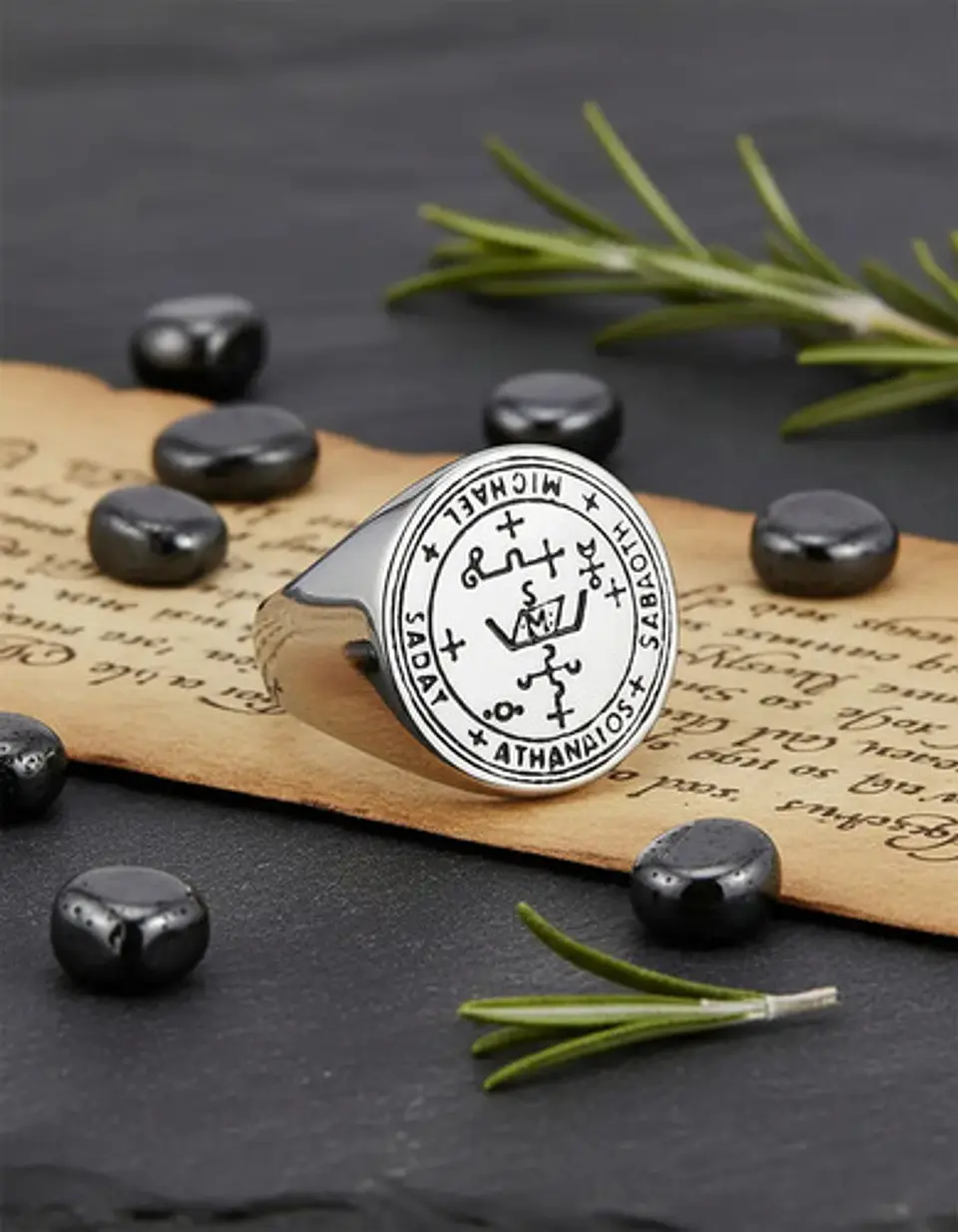 Anillo Amuleto Protección Arcángel Acero Inoxidable Hombre 2