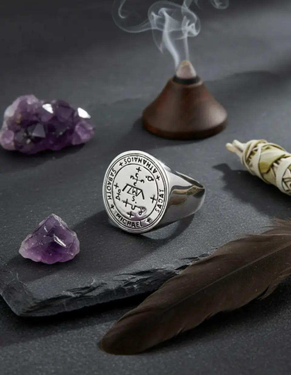 Anillo Amuleto Protección Arcángel Acero Inoxidable Hombre 4