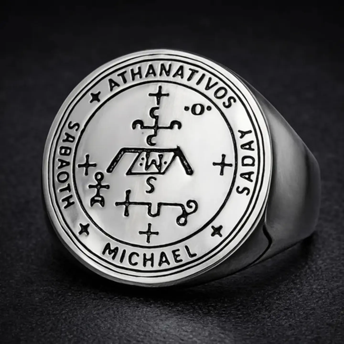Anillo Amuleto Protección Arcángel Acero Inoxidable Hombre 5