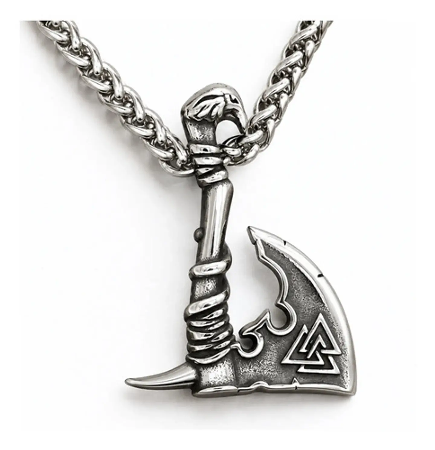 Collar Vikingo En Acero Para Hombre Dije Hacha Nórdica Runas 1