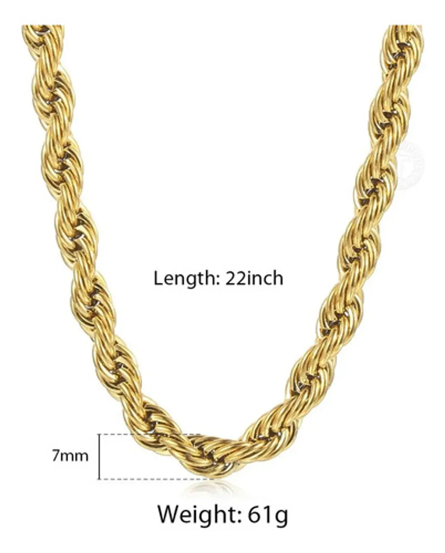 Cadena Soga 6 Mm Color Oro Acero 75 Cm Trenzada Hombre Mujer Dorado 2
