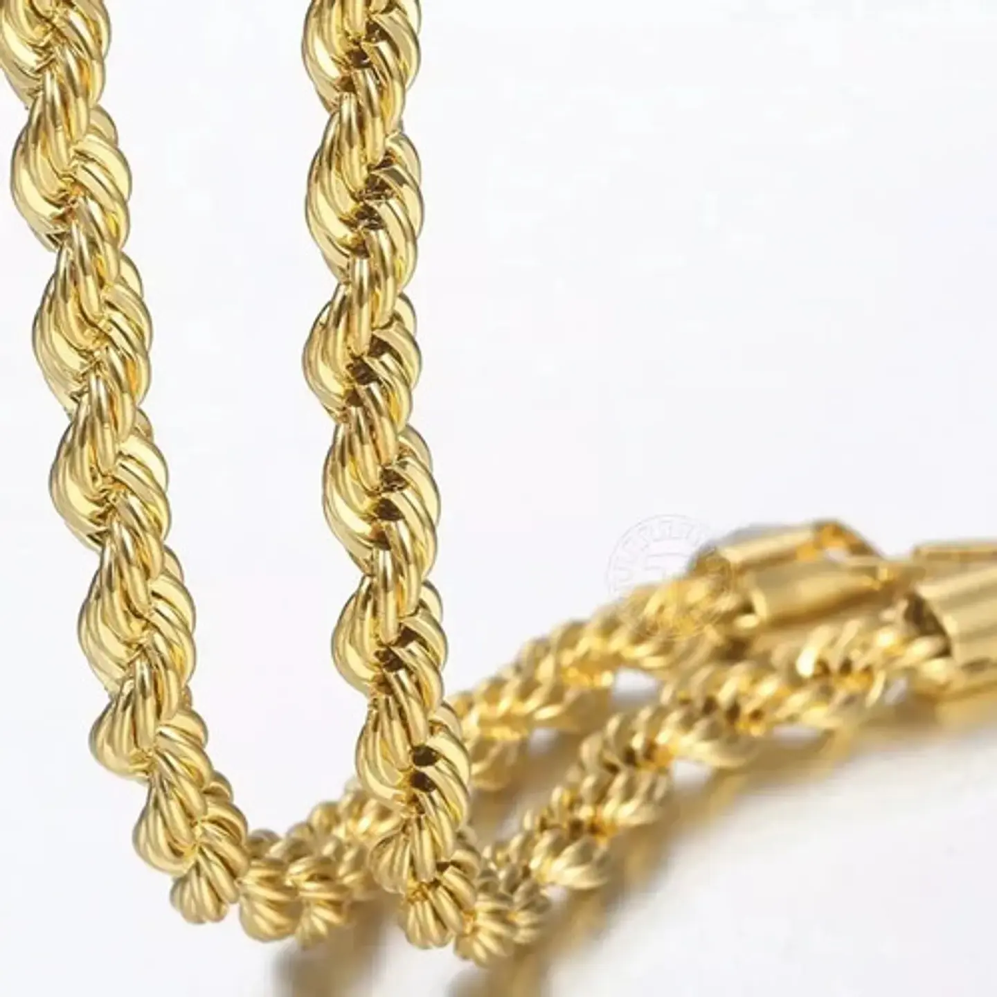 Cadena Soga 6 Mm Color Oro Acero 75 Cm Trenzada Hombre Mujer Dorado 3