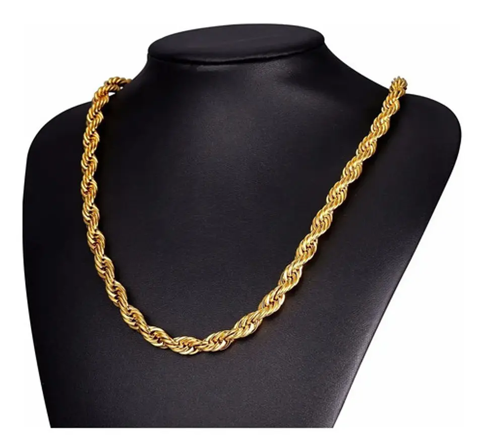 Cadena Soga 6 Mm Color Oro Acero 75 Cm Trenzada Hombre Mujer Dorado 4
