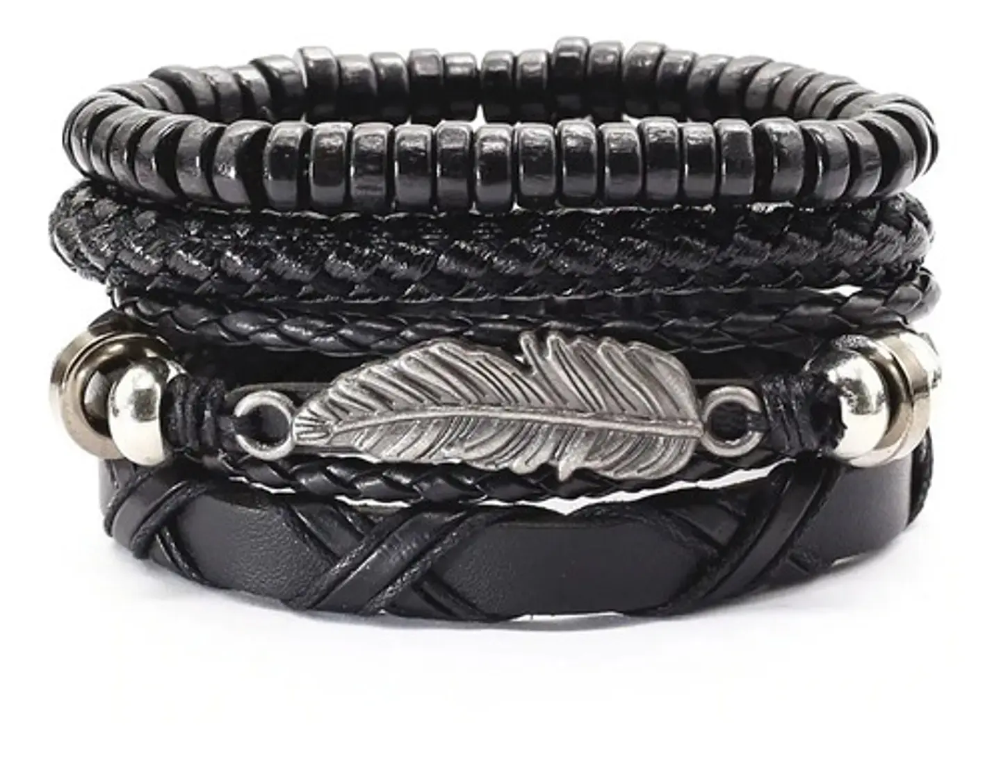 Manilla Pulsera Brazalete Cuero Negro Cruz Para Hombre Mujer 1