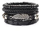 Manilla Pulsera Brazalete Cuero Negro Cruz Para Hombre Mujer - Miniatura 1