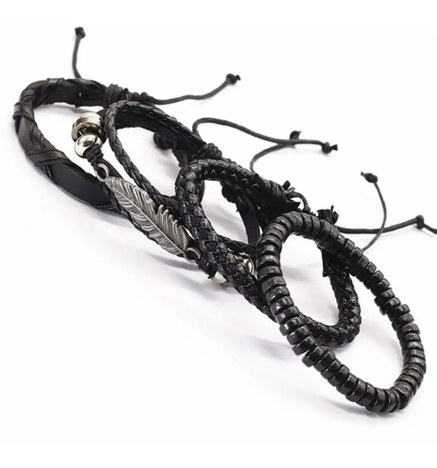 Manilla Pulsera Brazalete Cuero Negro Cruz Para Hombre Mujer 2