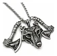 Collar Vikingo Para Hombre Dije Lobo Doble Hacha Cadena 60cm - Miniatura 1