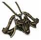 Collar Vikingo Para Hombre Dije Lobo Doble Hacha Cadena 60cm - Miniatura 11