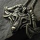 Collar Vikingo Para Hombre Dije Lobo Doble Hacha Cadena 60cm - Miniatura 16