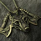 Collar Vikingo Para Hombre Dije Lobo Doble Hacha Cadena 60cm - Miniatura 17
