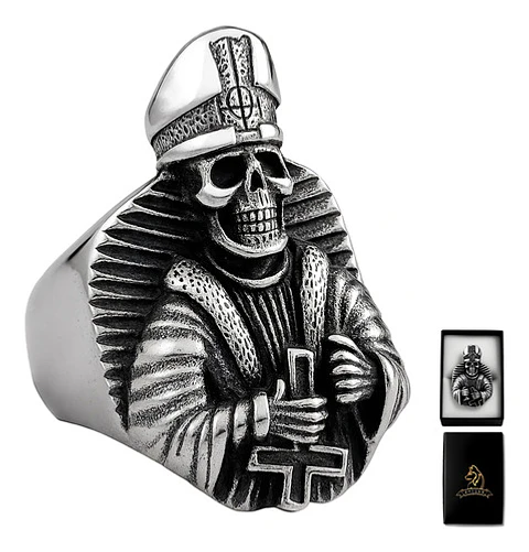 Anillo Para Hombre Forma De Esqueleto Cruz Invertida Cráneo