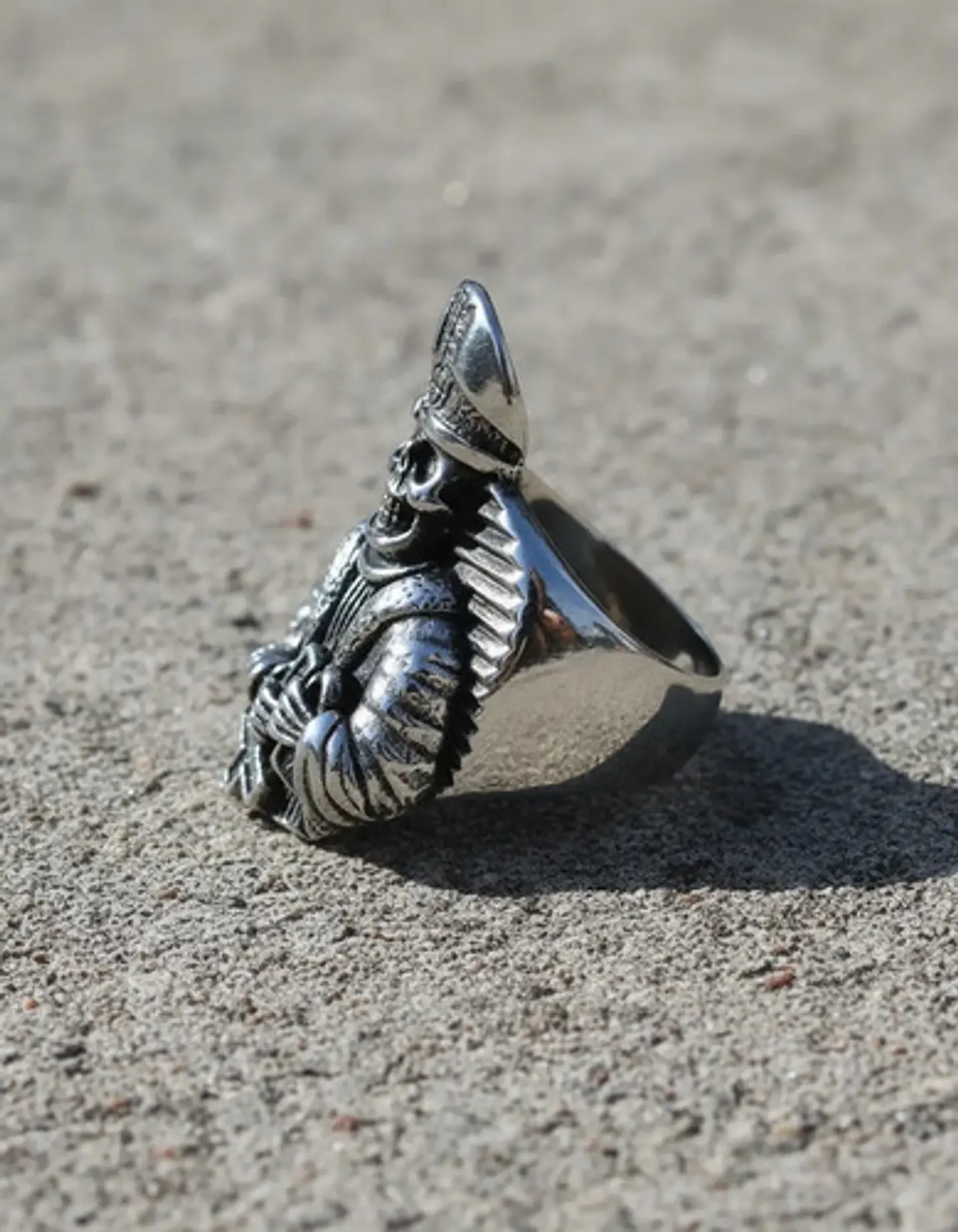 Anillo Para Hombre Forma De Esqueleto Cruz Invertida Cráneo 3