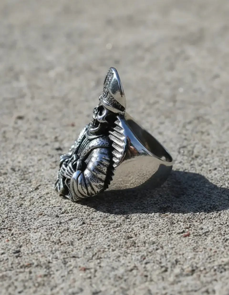 Anillo Para Hombre Forma De Esqueleto Cruz Invertida Cráneo 3