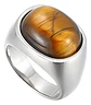 Anillo Color Oro Piedra Ojo De Tigre Acero Inoxidable Hombre - Miniatura 1