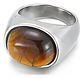 Anillo Color Oro Piedra Ojo De Tigre Acero Inoxidable Hombre - Miniatura 2