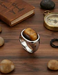 Anillo Color Oro Piedra Ojo De Tigre Acero Inoxidable Hombre - Miniatura 5