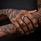 Anillo Color Oro Piedra Ojo De Tigre Acero Inoxidable Hombre - Miniatura 7