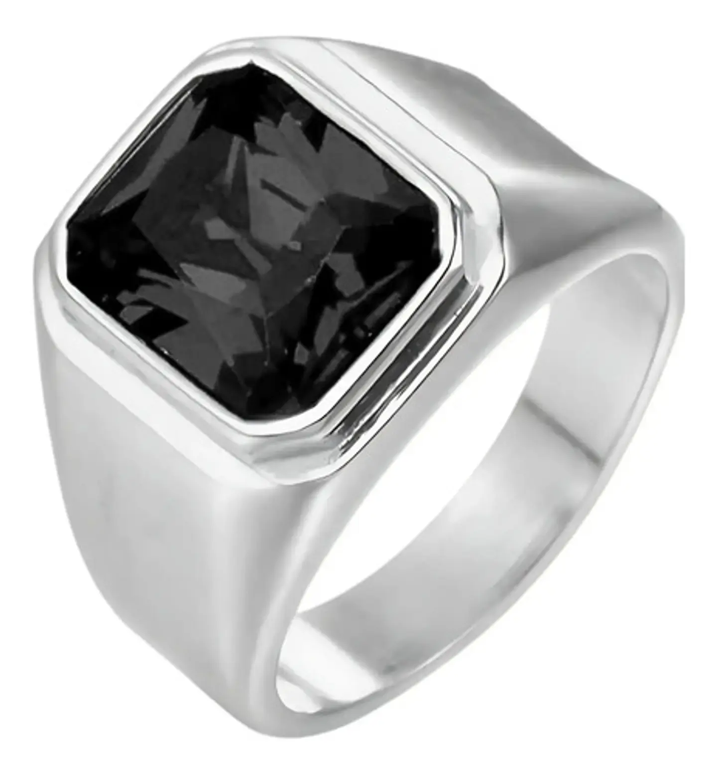 Anillo Color Oro Piedra Cz Caballero Acero Inoxidable Hombre 1