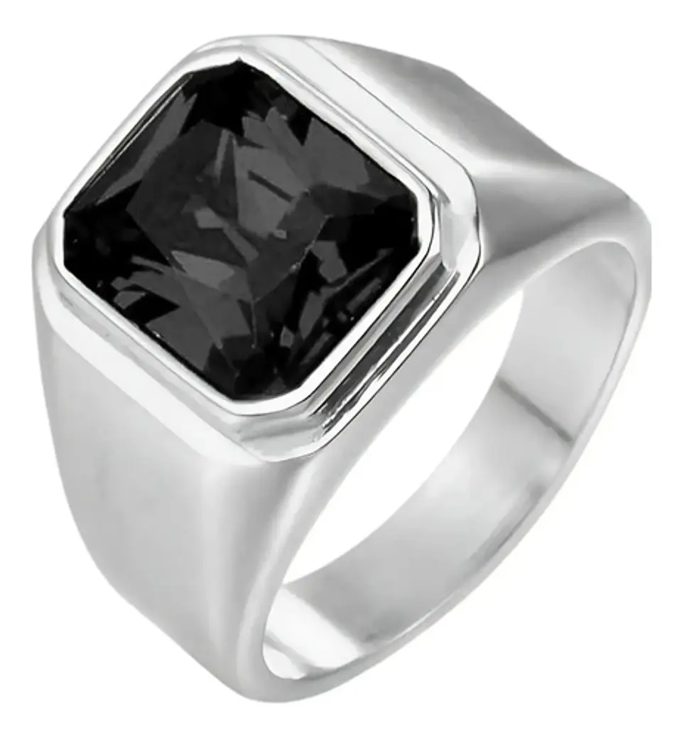 Anillo Color Oro Piedra Cz Caballero Acero Inoxidable Hombre 1