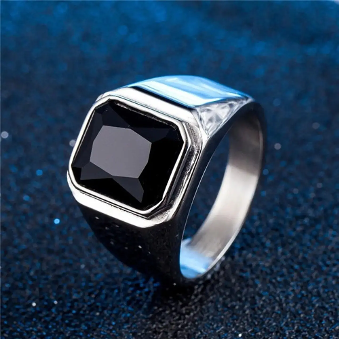 Anillo Color Oro Piedra Cz Caballero Acero Inoxidable Hombre 5