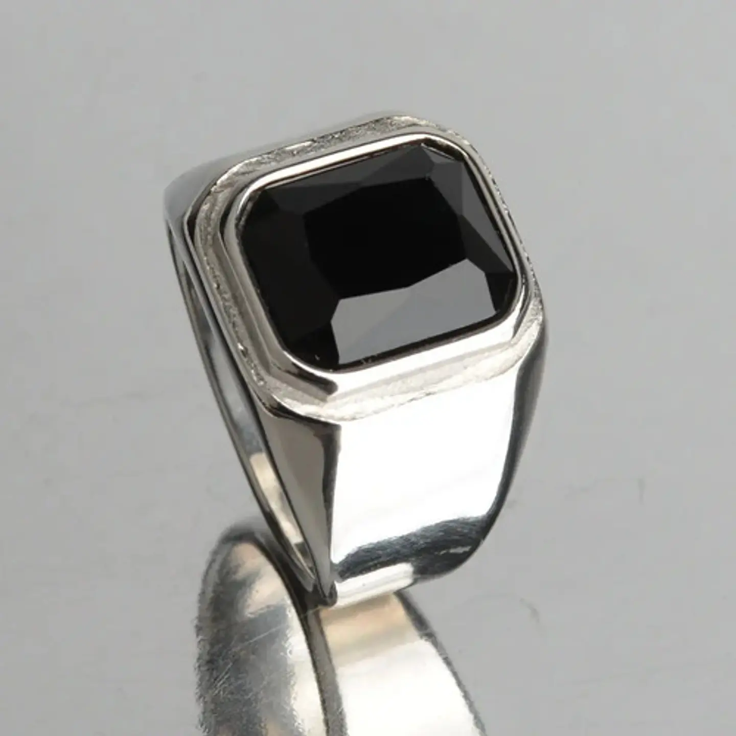 Anillo Color Oro Piedra Cz Caballero Acero Inoxidable Hombre 6