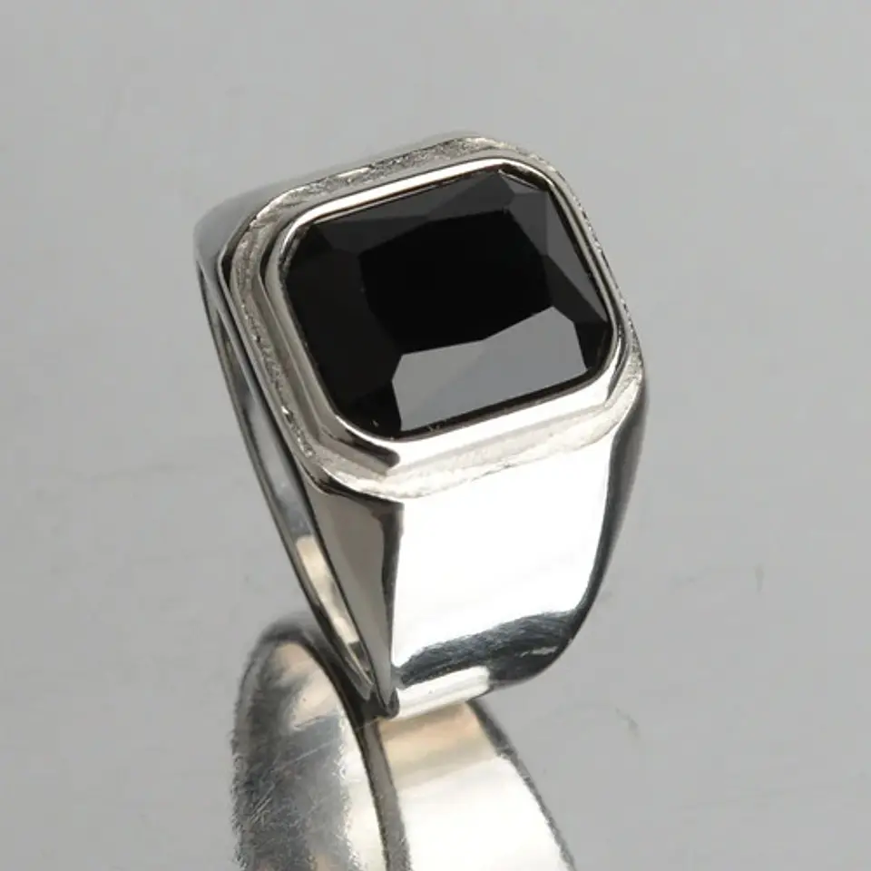 Anillo Color Oro Piedra Cz Caballero Acero Inoxidable Hombre 6