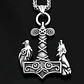 Collar Acero Inoxidable Color Plata Vikingo Cuervos Hombre - Miniatura 5