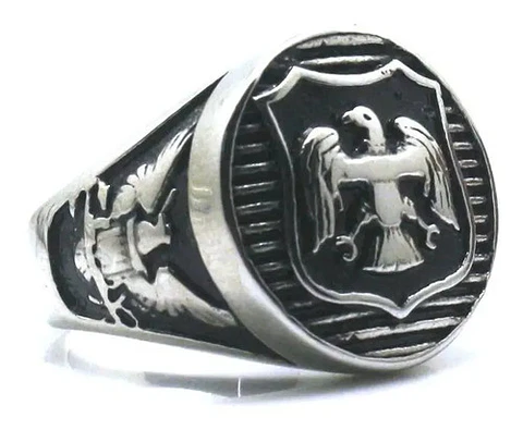 Anillo Acero Inoxidable Militar Águila Color Plata Hombre 