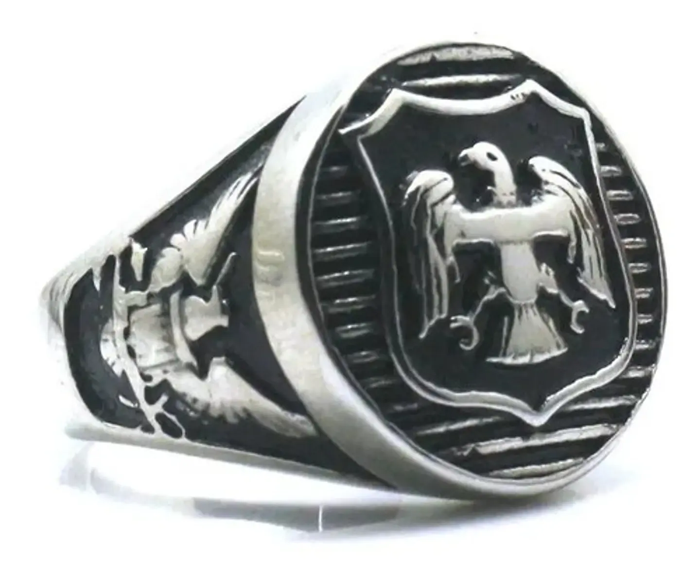 Anillo Acero Inoxidable Militar Águila Color Plata Hombre  1