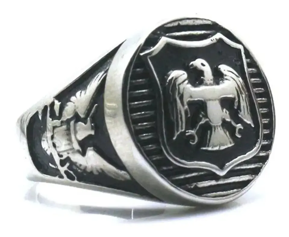 Anillo Acero Inoxidable Militar Águila Color Plata Hombre  1