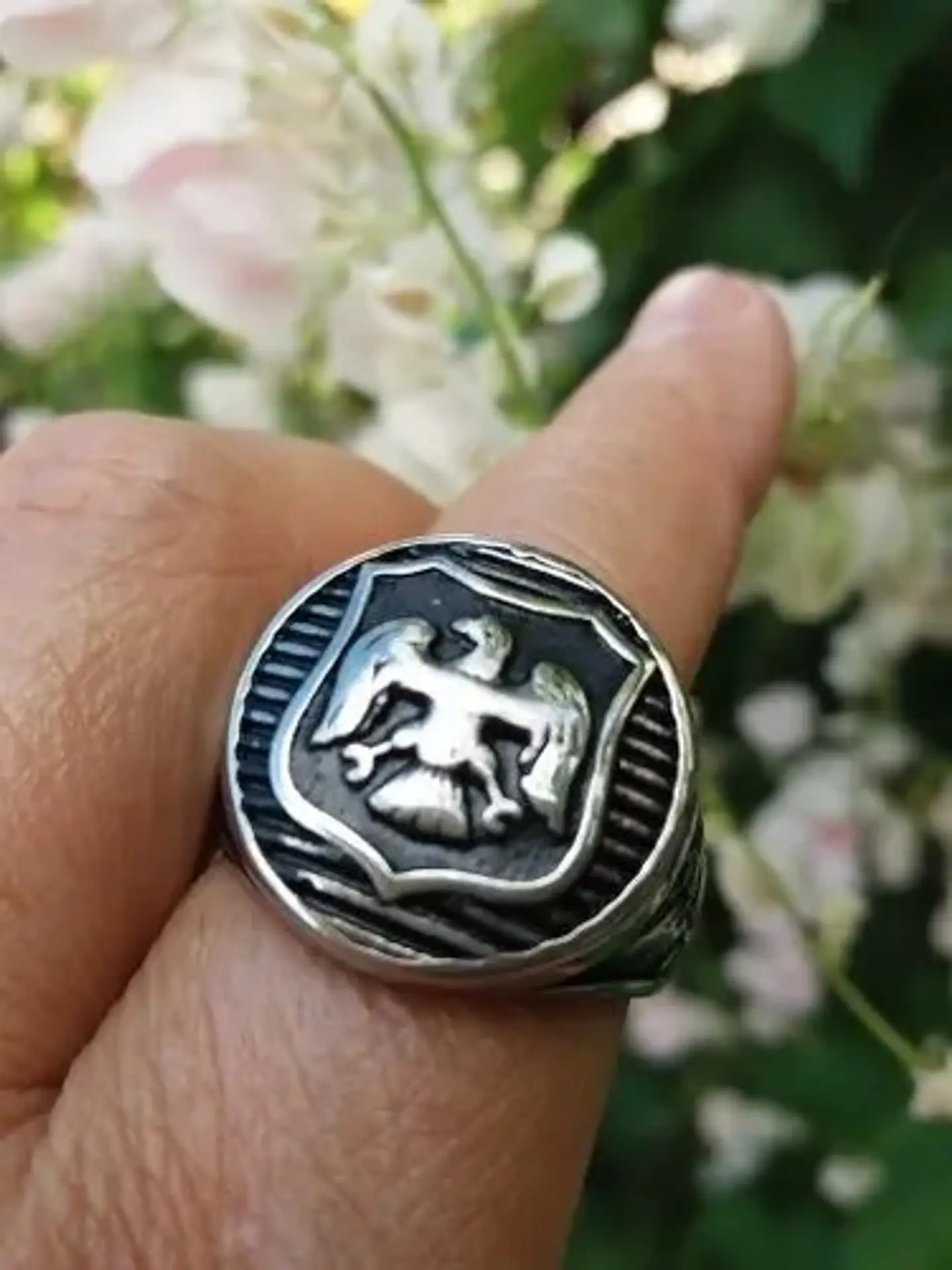 Anillo Acero Inoxidable Militar Águila Color Plata Hombre  4