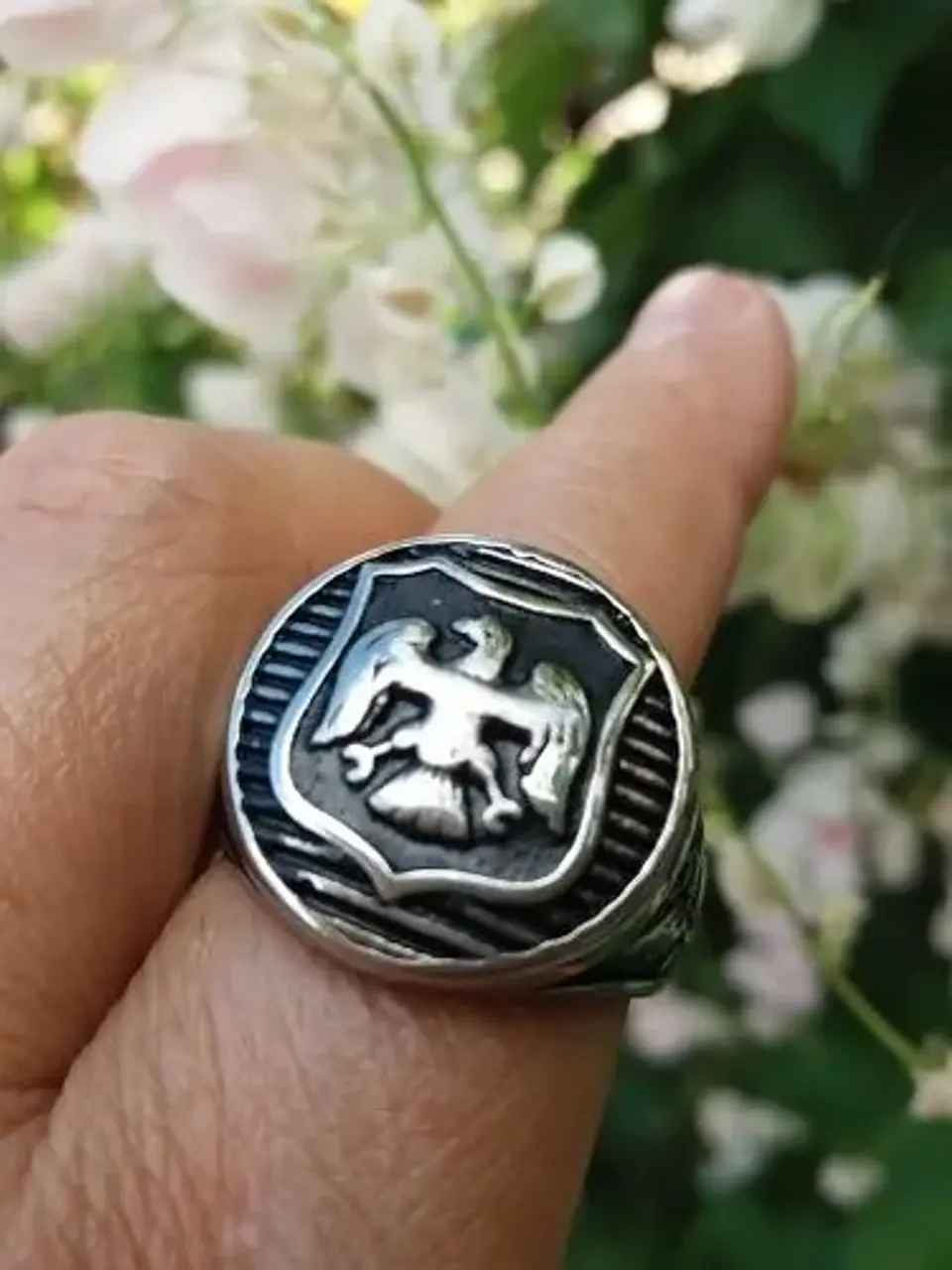 Anillo Acero Inoxidable Militar Águila Color Plata Hombre  4