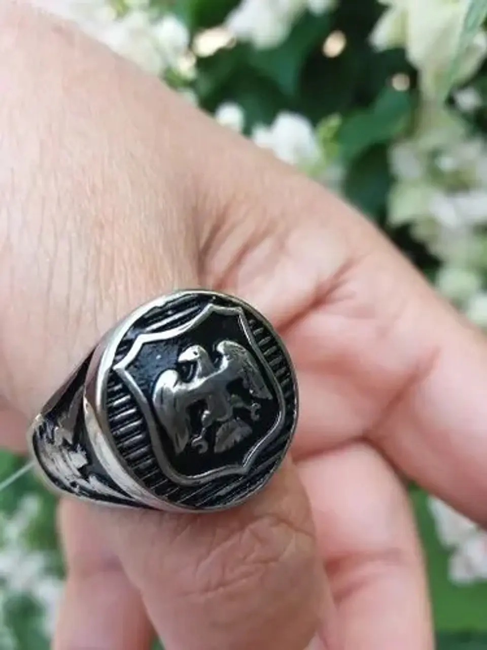 Anillo Acero Inoxidable Militar Águila Color Plata Hombre  5