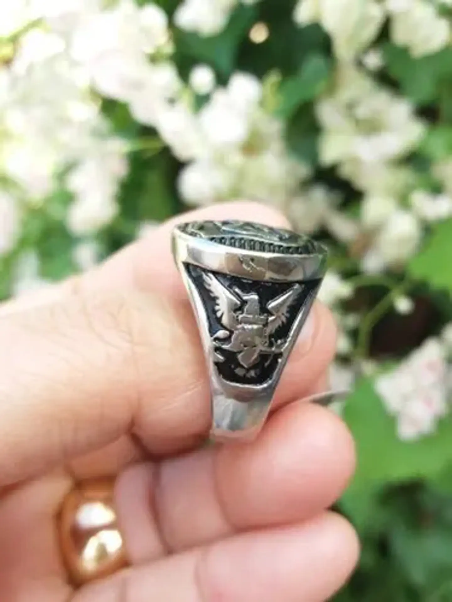Anillo Acero Inoxidable Militar Águila Color Plata Hombre  6