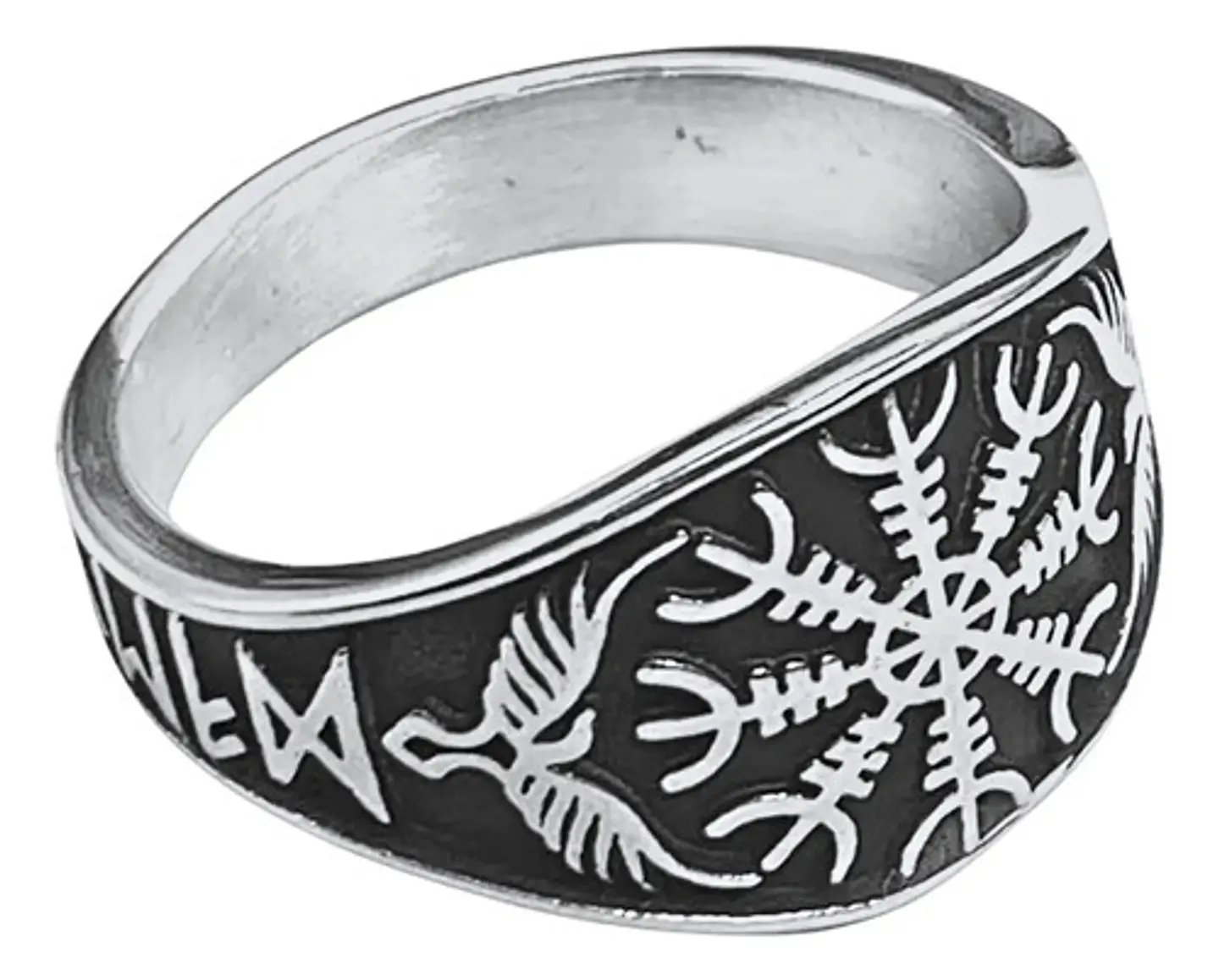 Anillo Color Plata Vikingo Brújula Acero Inoxidable Hombre 2