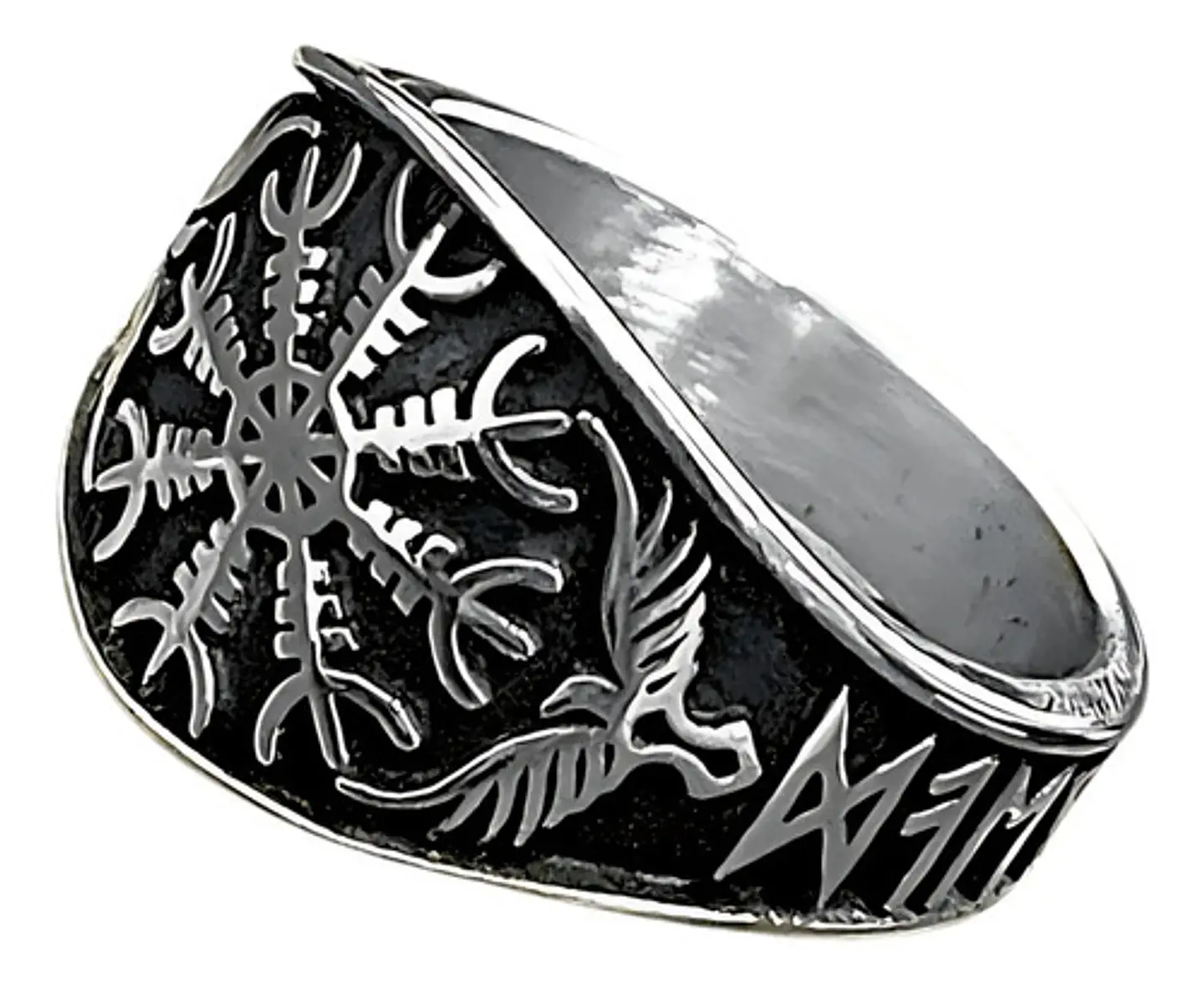 Anillo Color Plata Vikingo Brújula Acero Inoxidable Hombre 3