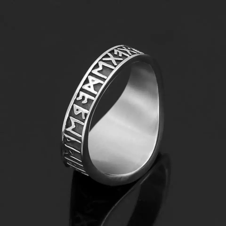Anillo Color Plata Vikingo Brújula Acero Inoxidable Hombre 8